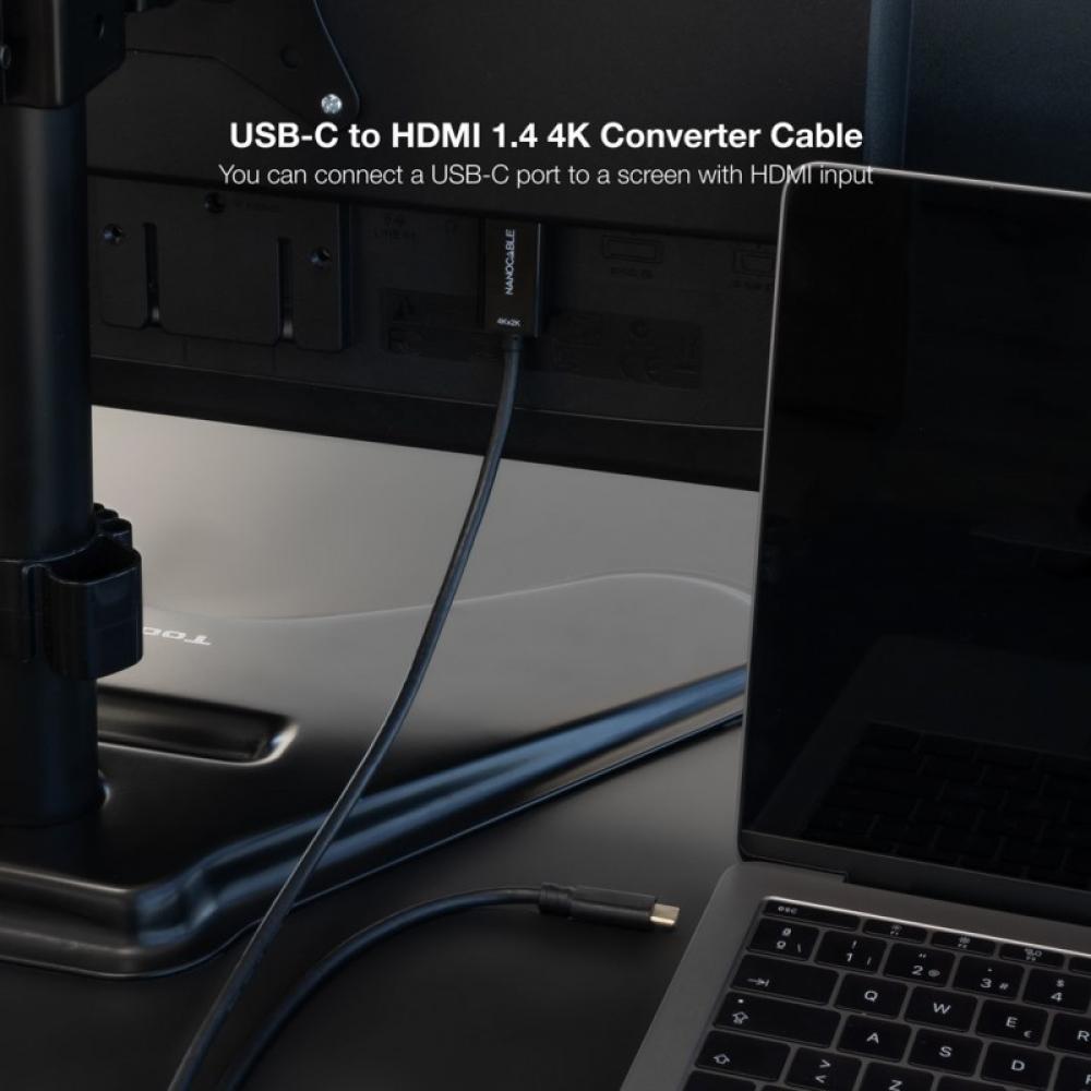 Nanocable - Cable Conversor USB-C a HDMI 1.4 4K@30HZ 1.8 m, Negro