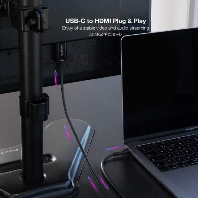 Nanocable - Cable Conversor USB-C a HDMI 1.4 4K@30HZ 1.8 m, Negro
