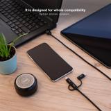 Nanocable - Cable USB 3 en 1 Carga/Datos USB-A a USB-C/Micro USB/Lightning 1 m, Negro