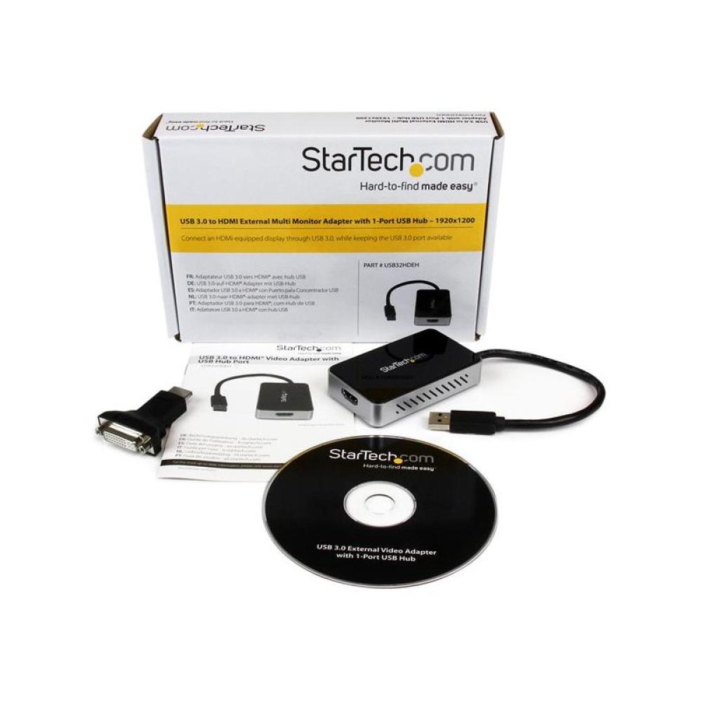 StarTech.com - Adaptador de Vídeo Externo USB 3.0 a HDMI con Hub USB 1 Puerto - Tarjeta Gráfica Cable - 1080p