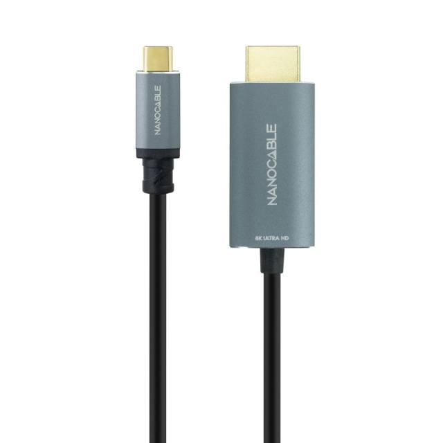 Nanocable - Cable Conversor USB-C a HDMI 2.1 8K@60HZ 1.8m, Negro