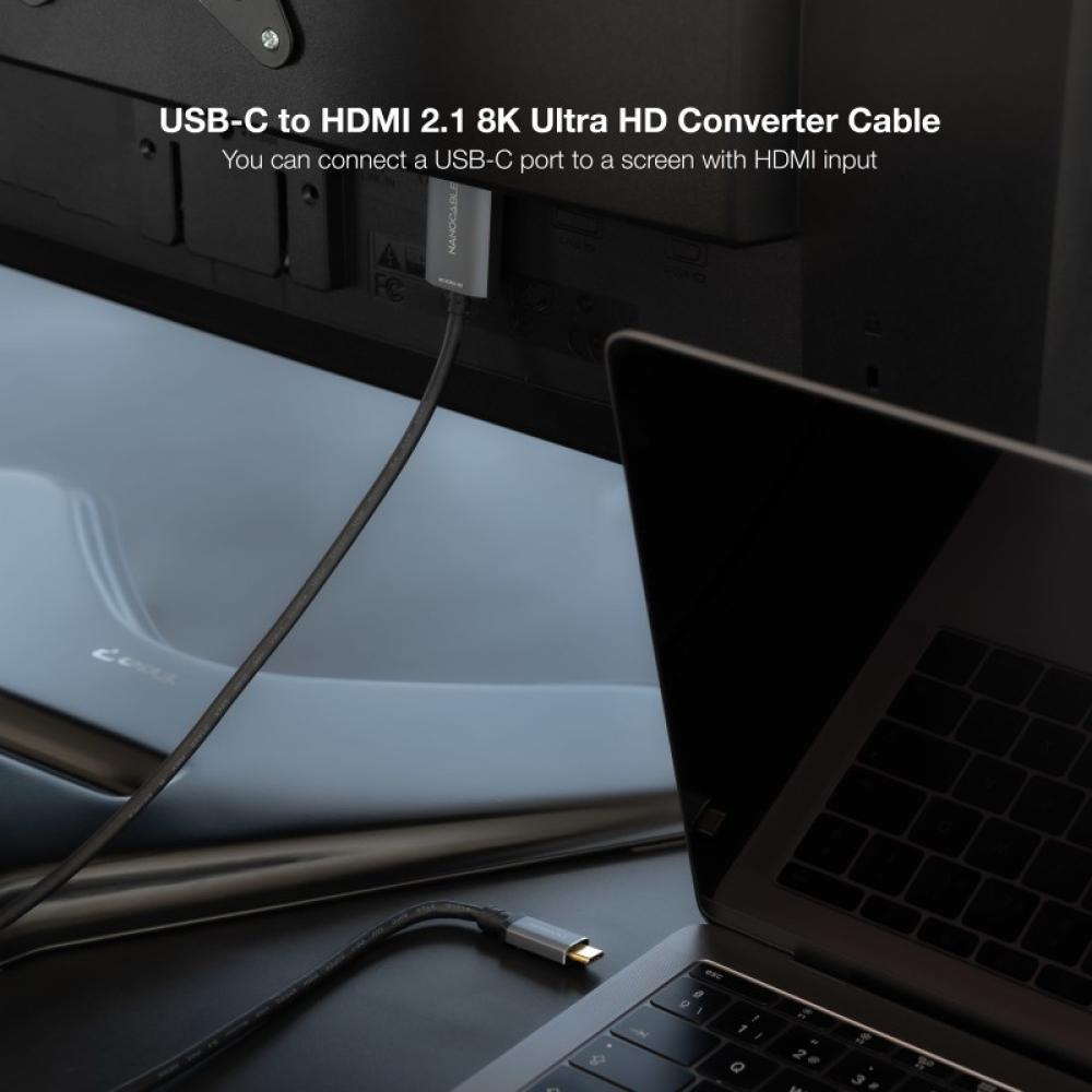 Nanocable - Cable Conversor USB-C a HDMI 2.1 8K@60HZ 1.8m, Negro