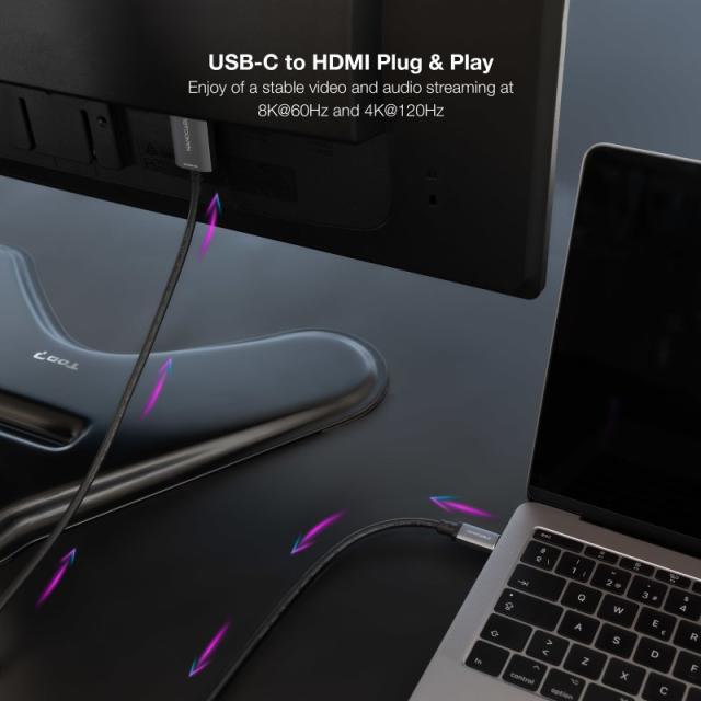 Nanocable - Cable Conversor USB-C a HDMI 2.1 8K@60HZ 1.8m, Negro