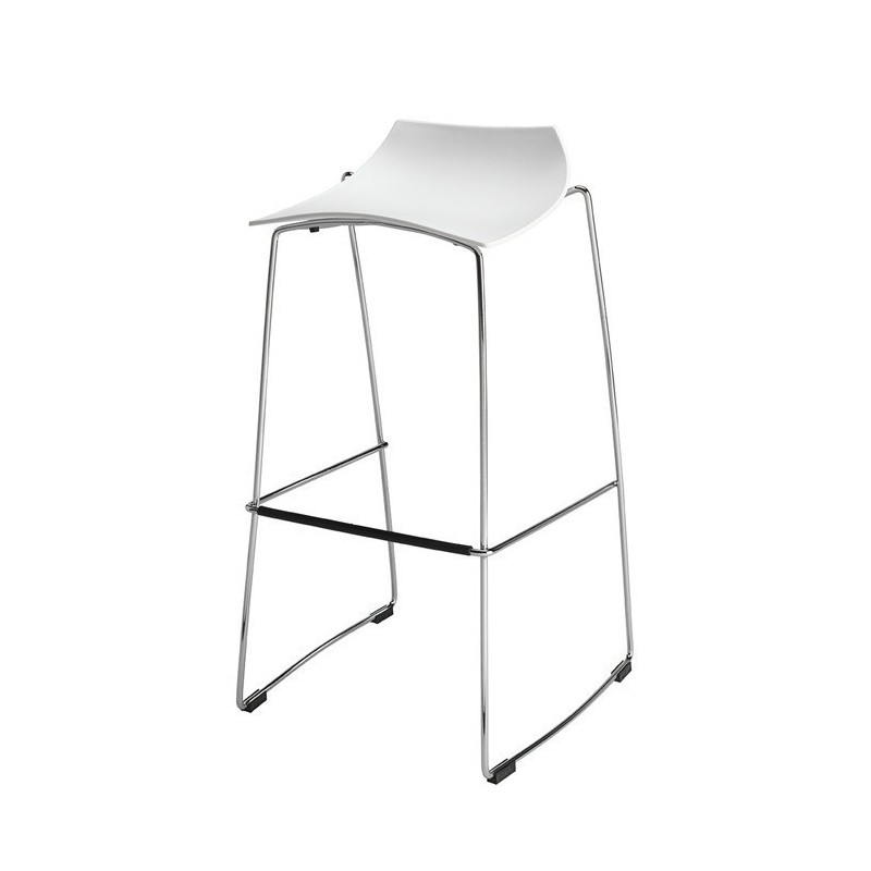 Taburete AROSA, cromado, polipropileno blanco