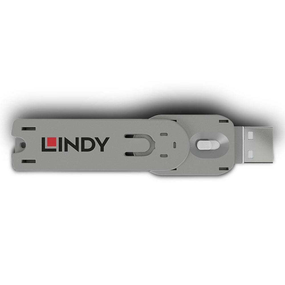 Lindy - 40624 bloqueador de puerto Llave de bloqueador de puerto USB tipo A Blanco Acrilonitrilo butadieno estireno (ABS) 1 piez