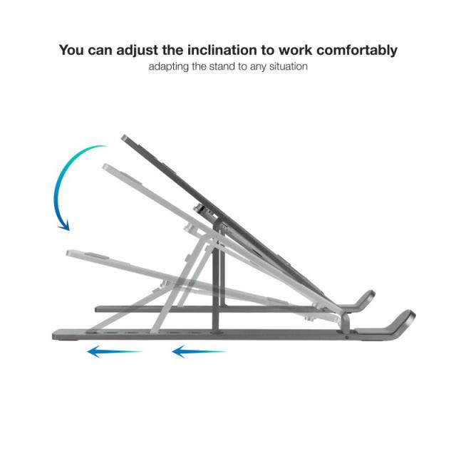 TooQ - Soporte Elevador para Portátiles, Tablets, Móviles y Libros, Gris