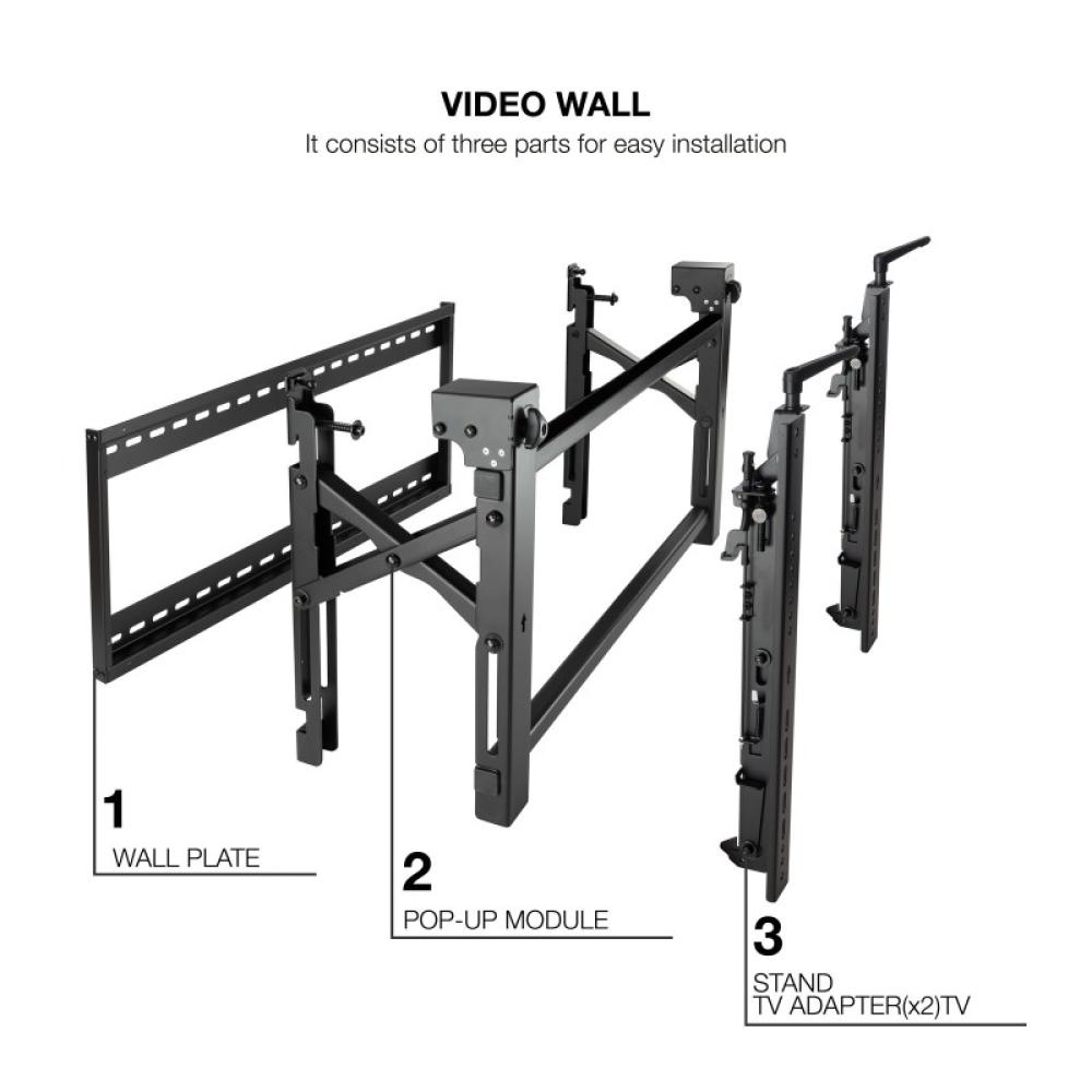 TooQ - Soporte Video Wall de Pared para Pantalla 45”- 70”, Negro - TQVW4570T