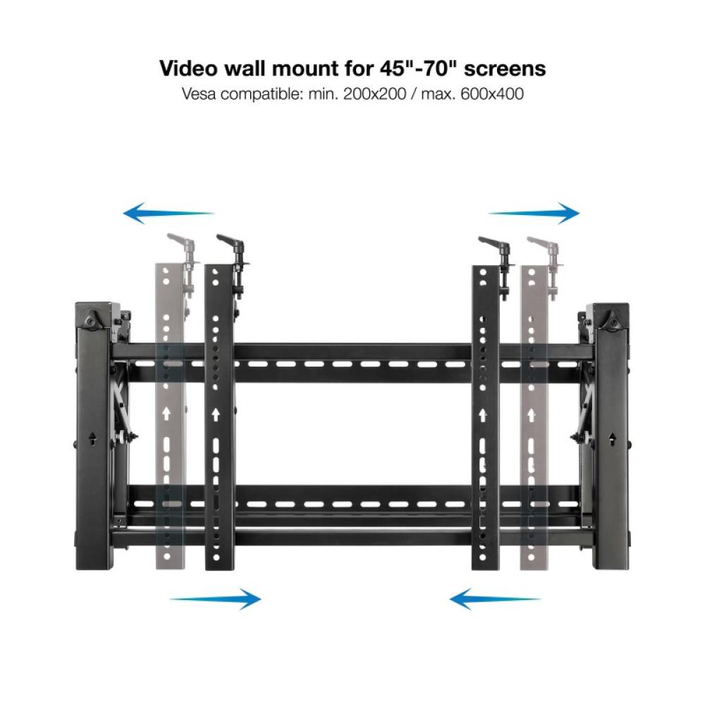 TooQ - Soporte Video Wall de Pared para Pantalla 45”- 70”, Negro - TQVW4570T