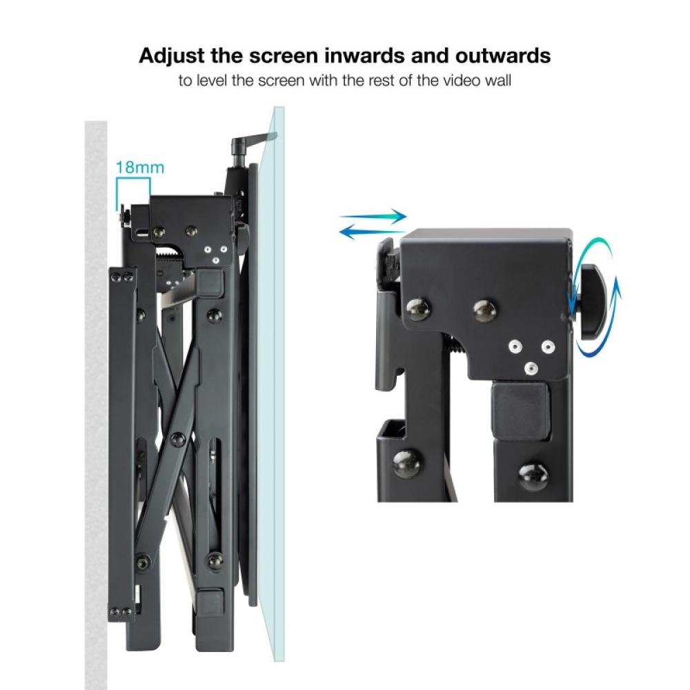 TooQ - Soporte Video Wall de Pared para Pantalla 45”- 70”, Negro - TQVW4570T