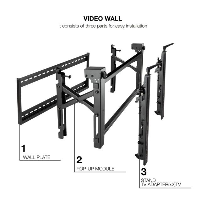 TooQ - Soporte Video Wall de Pared para Pantalla 45”- 70”, Negro - TQVW5470T