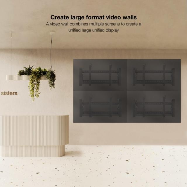 TooQ - Soporte Video Wall de Pared para Pantalla 45”- 70”, Negro - TQVW5470T