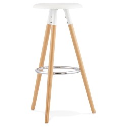 Taburete OTILIO, madera, asiento blanco