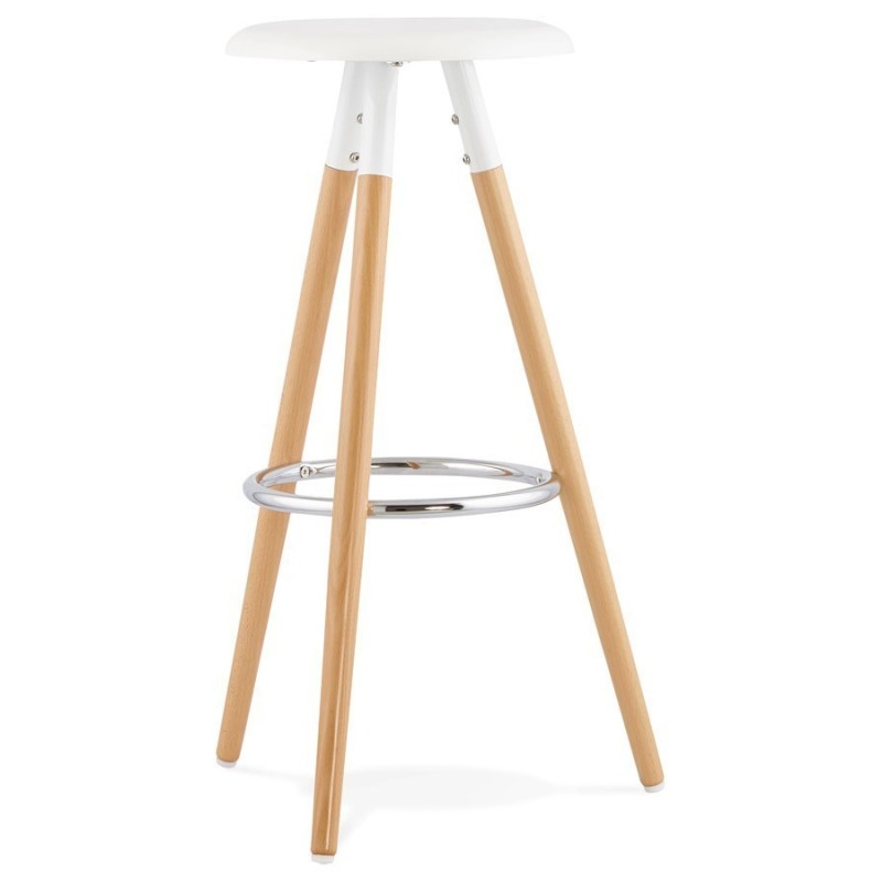 Taburete OTILIO, madera, asiento blanco