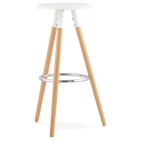 Taburete OTILIO, madera, asiento blanco
