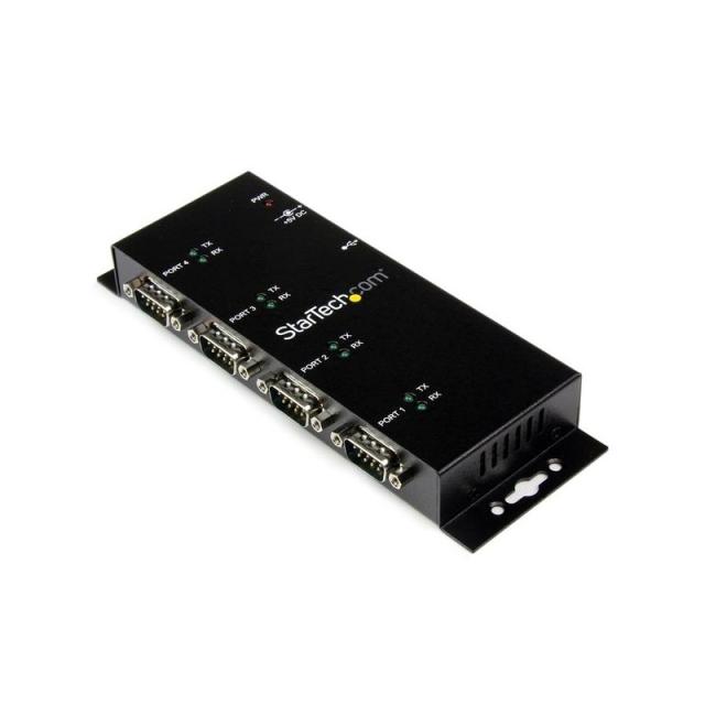 StarTech.com - Concentrador Adaptador USB a Serie RS232 DB9 4 Puertos – Riel DIN Industrial y Montaje en Pared