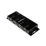 StarTech.com - Concentrador Adaptador USB a Serie RS232 DB9 4 Puertos – Riel DIN Industrial y Montaje en Pared