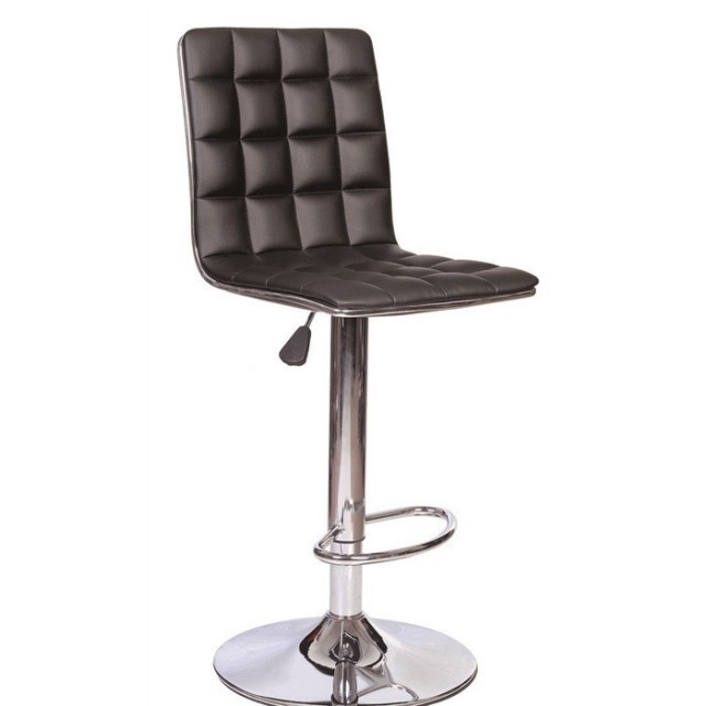 Taburete CUBUS ( L ), cromado, tapizado negro