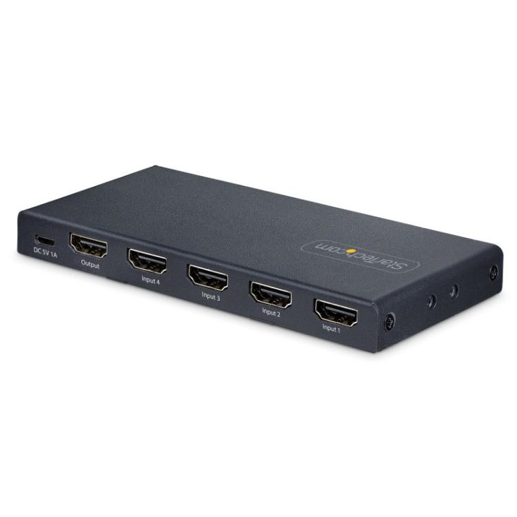 StarTech.com - Switch Conmutador HDMI de 4 Puertos de 8K a 60Hz - Switch Selector HDMI 2.1 de 4K a 120Hz HDR10+ UHD - 4 Puertos