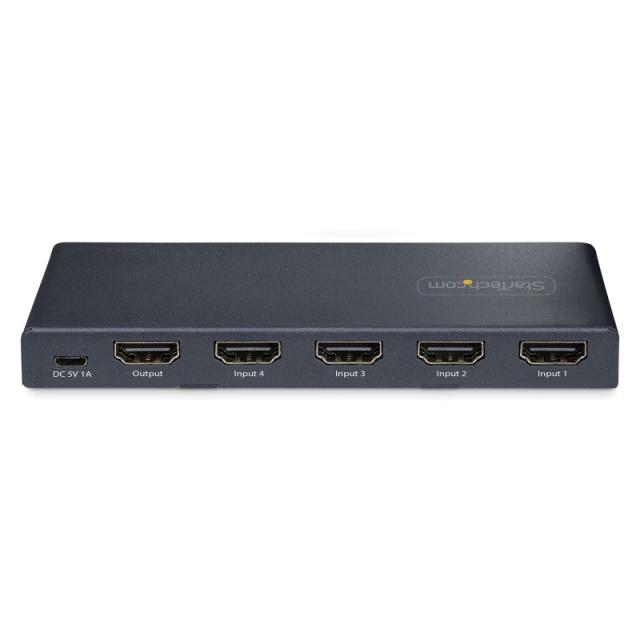 StarTech.com - Switch Conmutador HDMI de 4 Puertos de 8K a 60Hz - Switch Selector HDMI 2.1 de 4K a 120Hz HDR10+ UHD - 4 Puertos
