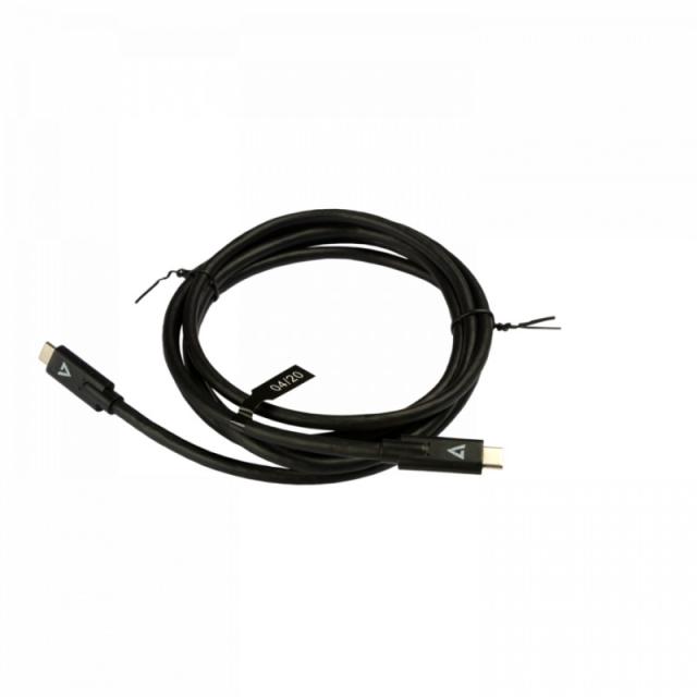 V7 - Cable USB negro con conector USB-C macho a USB-C macho 2m 6.6ft