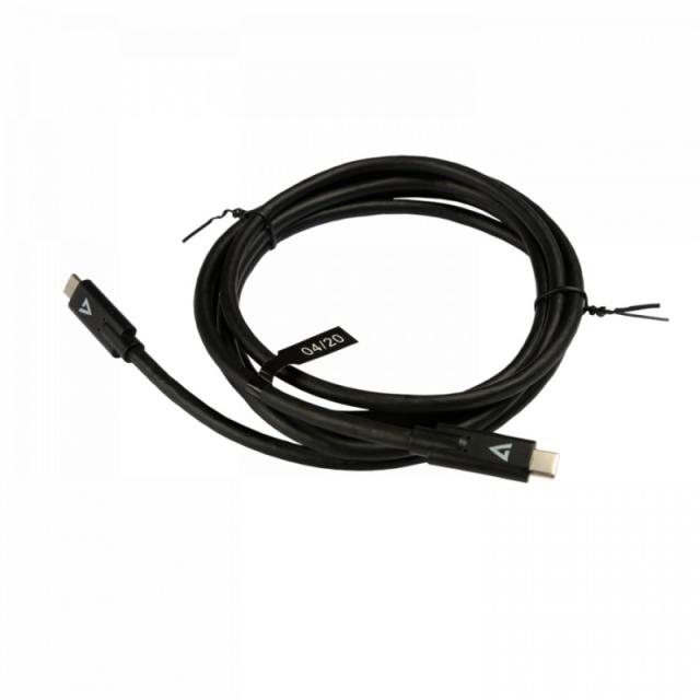 V7 - Cable USB negro con conector USB-C macho a USB-C macho 2m 6.6ft