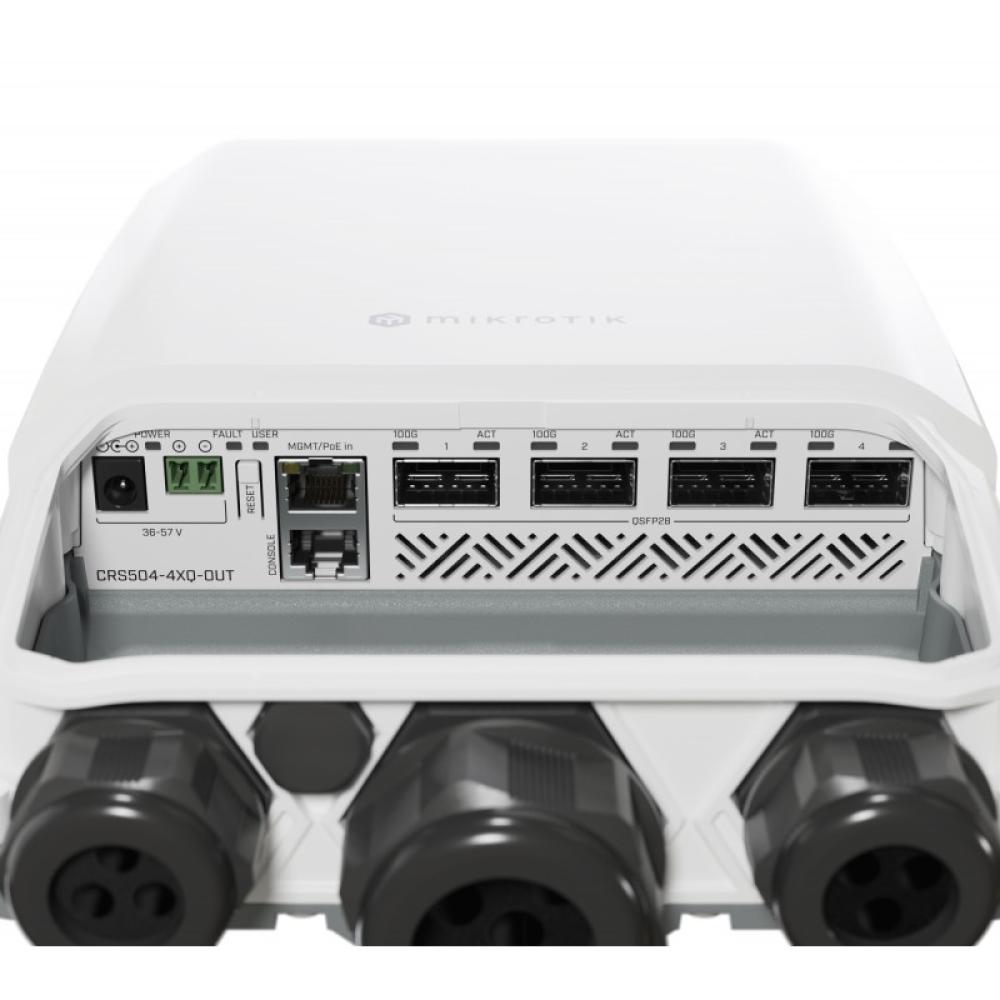 Mikrotik - CRS504-4XQ-OUT switch Gestionado L3 Fast Ethernet (10/100) Energía sobre Ethernet (PoE) 1U Blanco