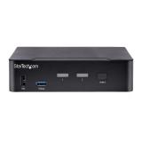 StarTech.com - Switch Conmutador KVM USB C Tipo C, KVM de 2 puertos DisplayPort con Vídeo UHD HDR de 4K 60Hz, Audio de 3,5mm, Hu