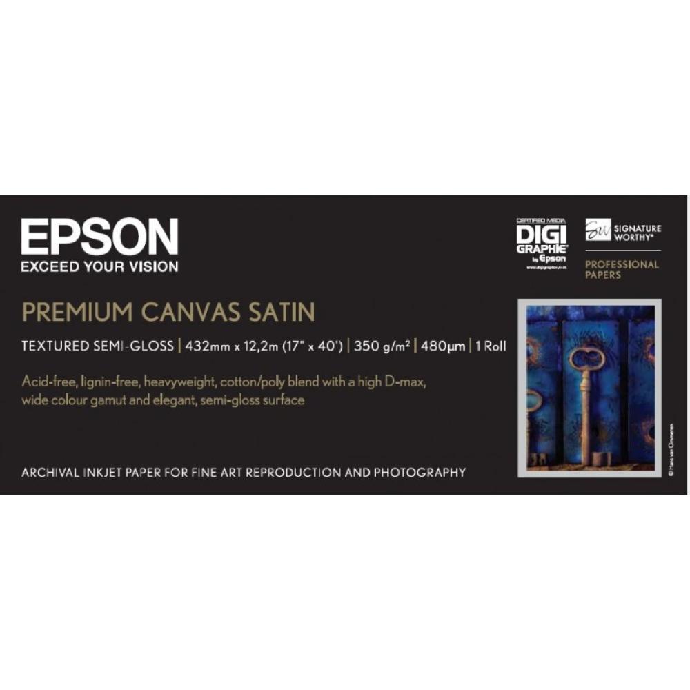 Epson - Rollo de Premium Canvas Satin, 17" x 12.2m, 350g/m²