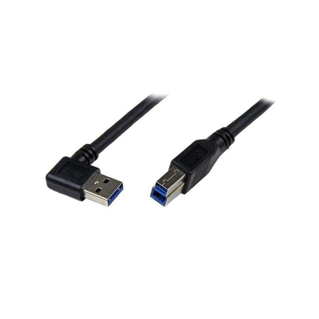 StarTech.com - Cable 1m USB 3.0 Super Speed USB B Macho a USB A Macho Acodado en Ángulo a la Derecha - Negro