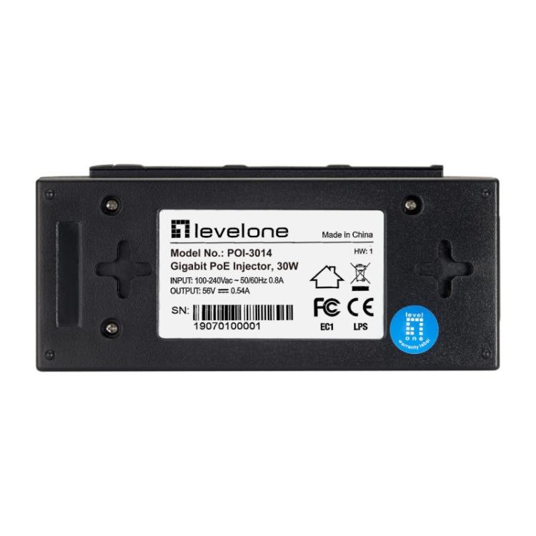 LevelOne - POI-3014 adaptador e inyector de PoE Ethernet rápido, Gigabit Ethernet 52 V