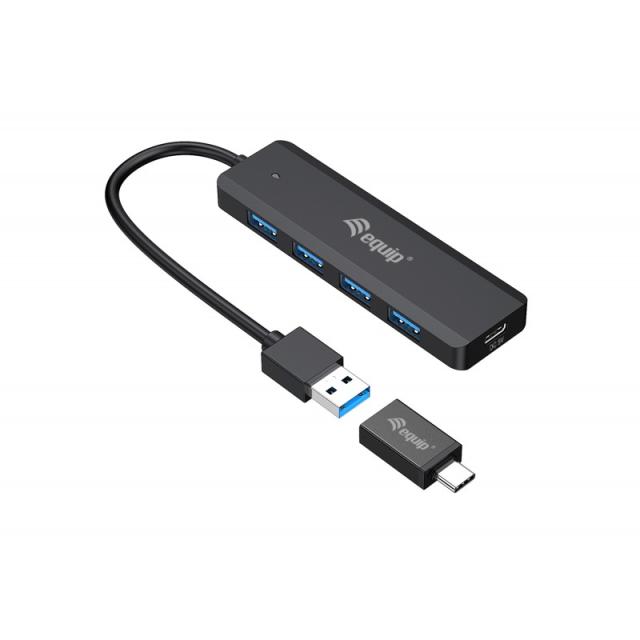 Equip - 128959 hub de interfaz USB 3.2 Gen 1 (3.1 Gen 1) Type-A 5000 Mbit/s Negro