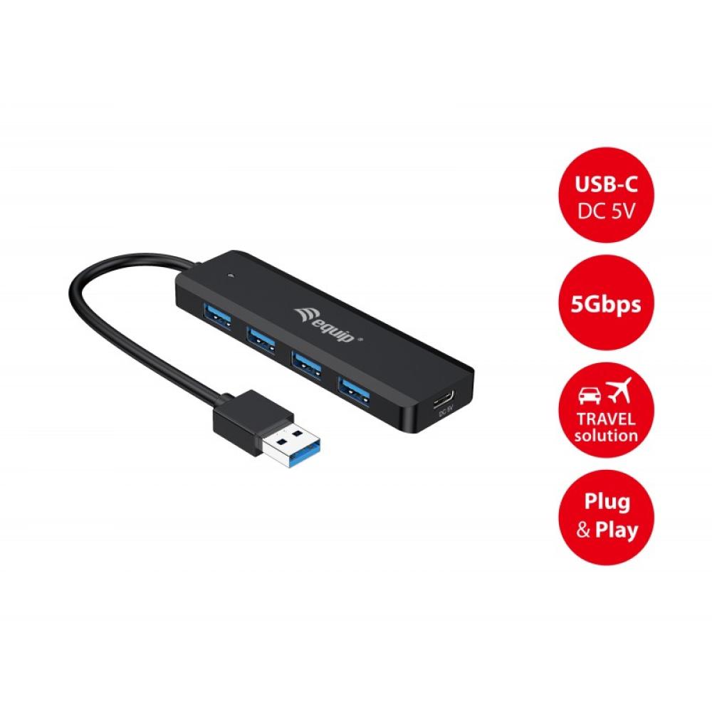 Equip - 128959 hub de interfaz USB 3.2 Gen 1 (3.1 Gen 1) Type-A 5000 Mbit/s Negro