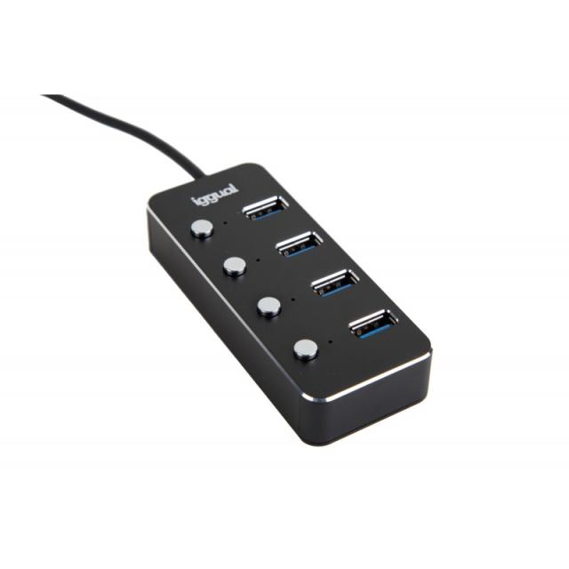 iggual - Hub tipo C x 4 puertos USB 3.1 4BUTTONS
