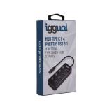 iggual - Hub tipo C x 4 puertos USB 3.1 4BUTTONS