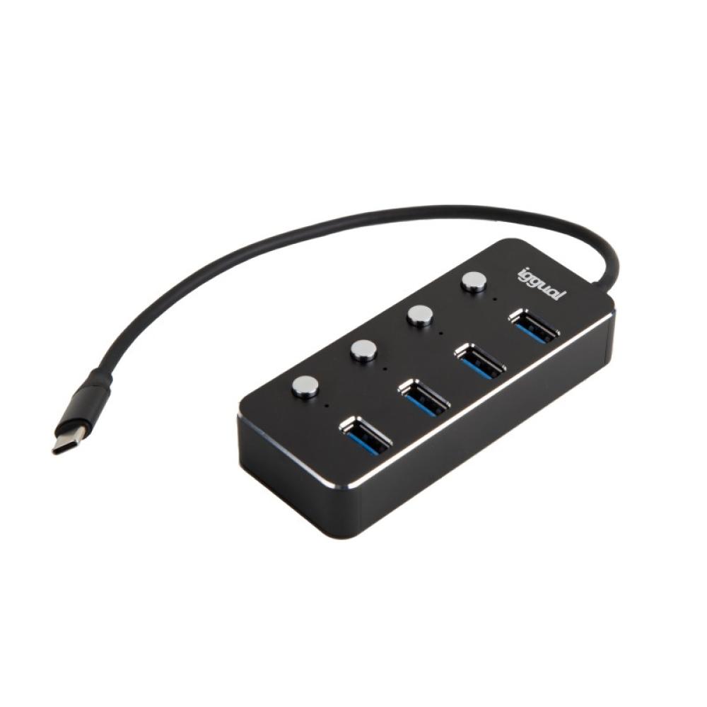 iggual - Hub tipo C x 4 puertos USB 3.1 4BUTTONS