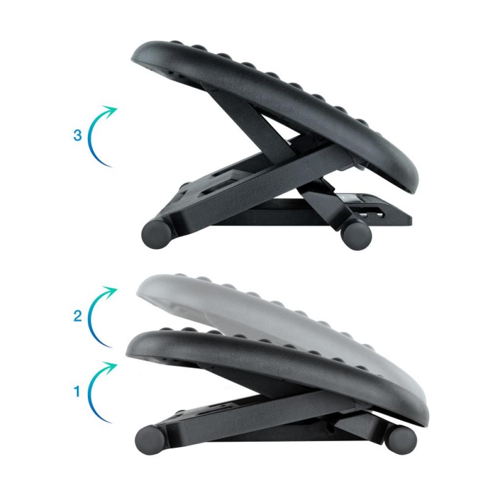 TooQ - Reposapiés Ajustable en Altura e Inclinación ''Confort'', Negro