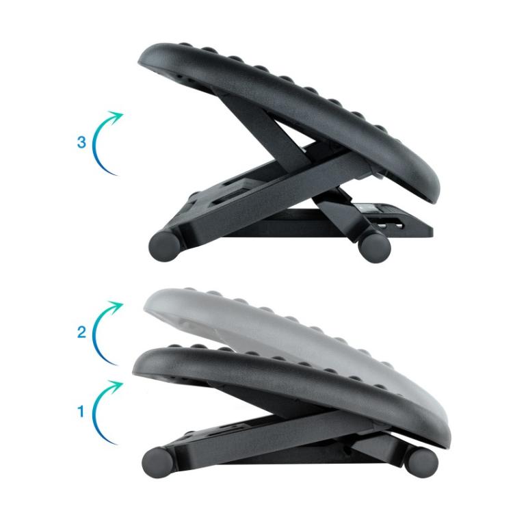 TooQ - Reposapiés Ajustable en Altura e Inclinación ''Confort'', Negro