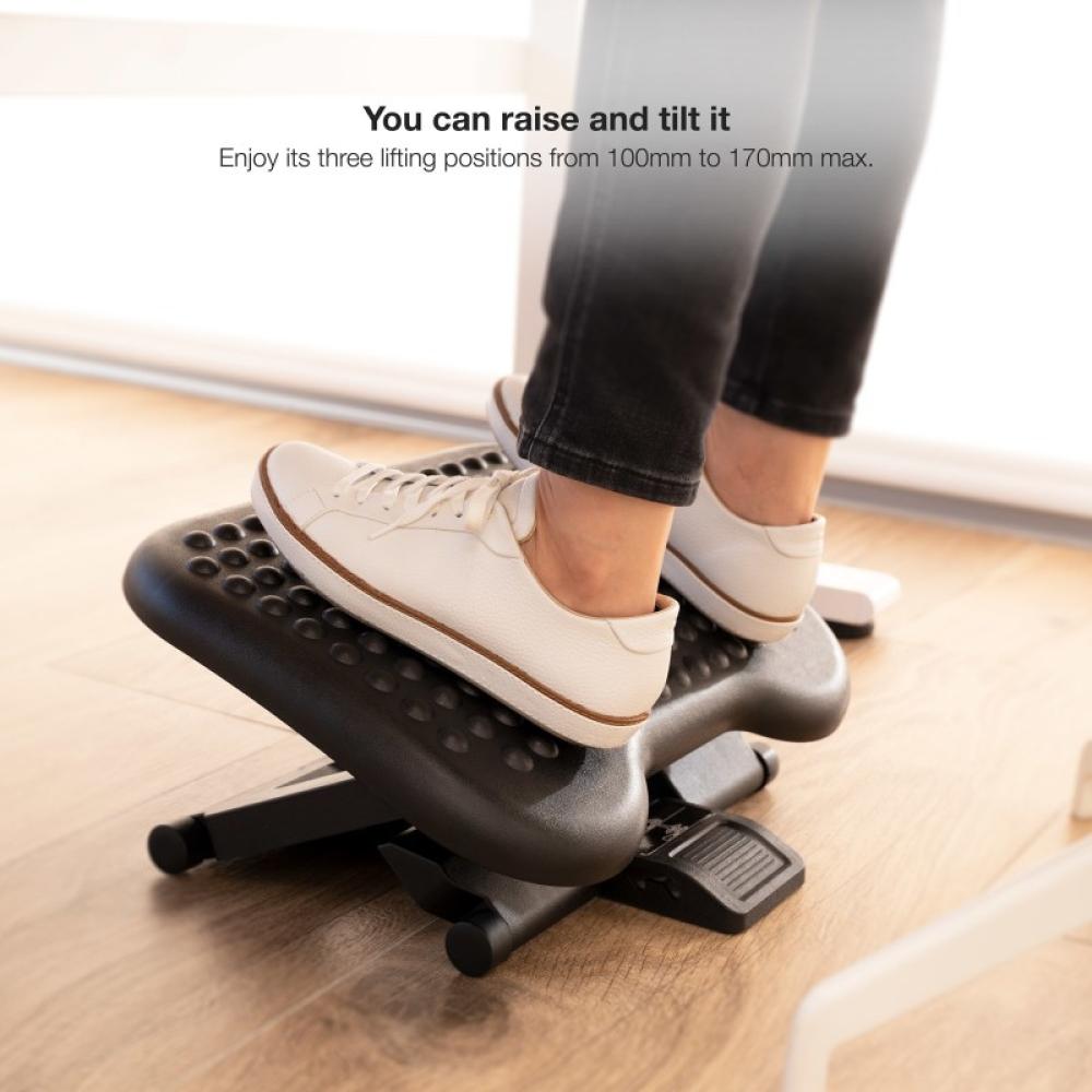 TooQ - Reposapiés Ajustable en Altura e Inclinación ''Confort'', Negro