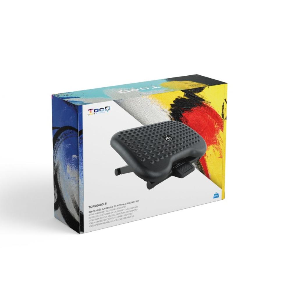 TooQ - Reposapiés Ajustable en Altura e Inclinación ''Confort'', Negro