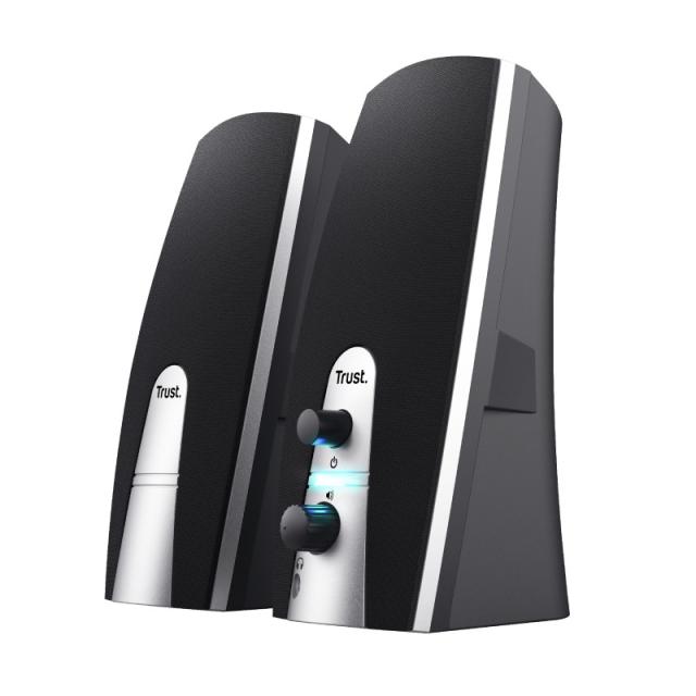 Trust - 24660 conjunto de altavoces 5 W PC/ordenador portátil Negro, Metálico 2.0 canales