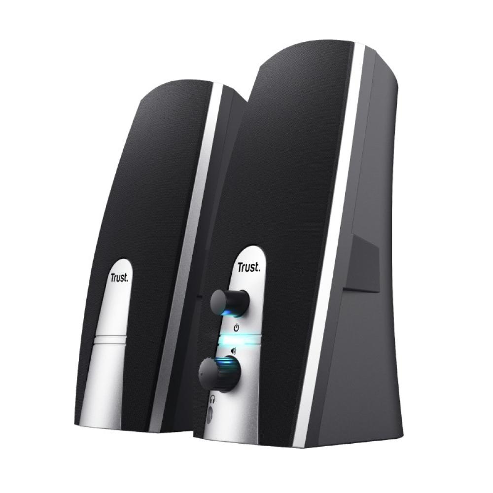 Trust - 24660 conjunto de altavoces 5 W PC/ordenador portátil Negro, Metálico 2.0 canales