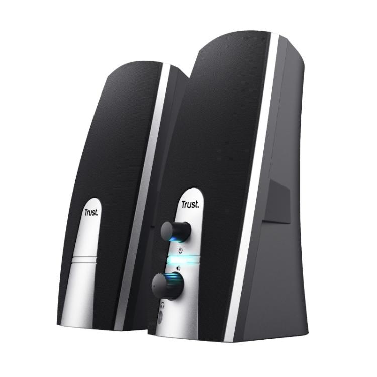 Trust - 24660 conjunto de altavoces 5 W PC/ordenador portátil Negro, Metálico 2.0 canales