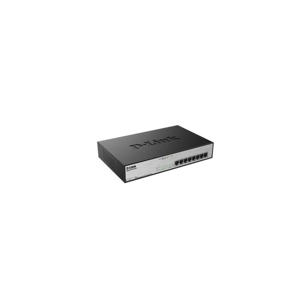 D-Link - DGS-1008MP switch No administrado Gigabit Ethernet (10/100/1000) Energía sobre Ethernet (PoE) 1U Negro