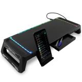 Deep Gaming - DEEPGAMING SOPORTE PARA MONITOR CON HUB 4USB + ILUMINACION RGB