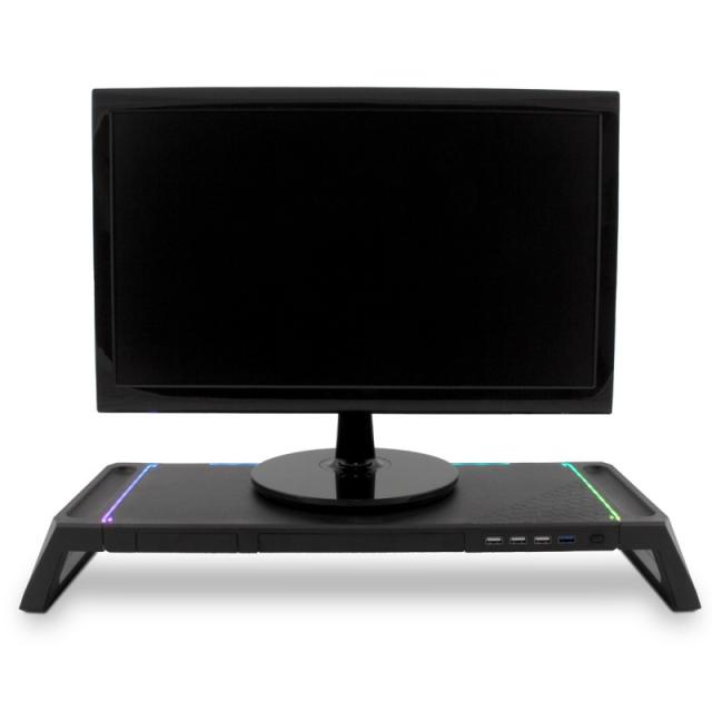 Deep Gaming - DEEPGAMING SOPORTE PARA MONITOR CON HUB 4USB + ILUMINACION RGB