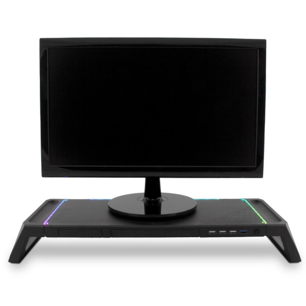 Deep Gaming - DEEPGAMING SOPORTE PARA MONITOR CON HUB 4USB + ILUMINACION RGB