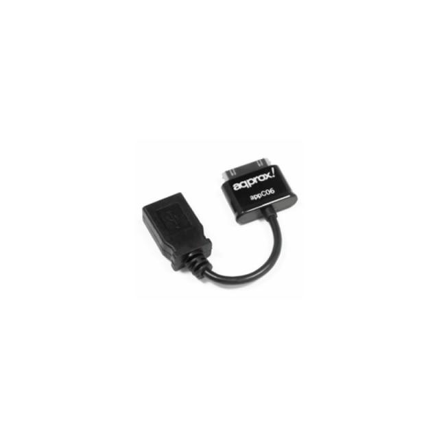 Approx - appC06 cable de teléfono móvil Negro USB A Apple 30-pin