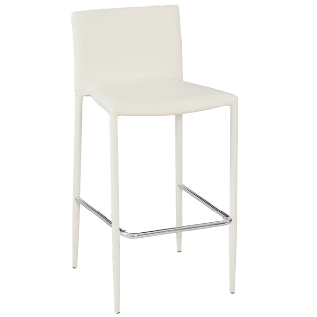 Taburete ANNA, apilable, similpiel blanco