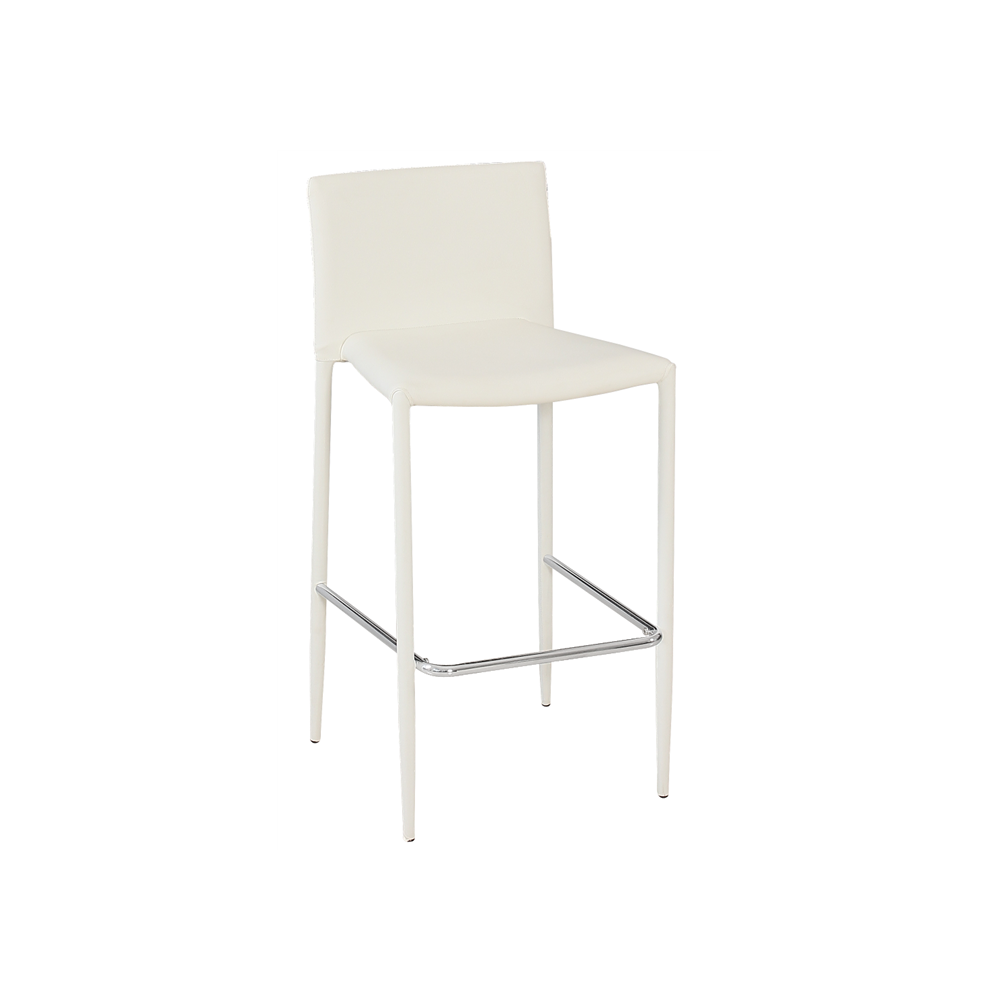 Taburete ANNA, apilable, similpiel blanco