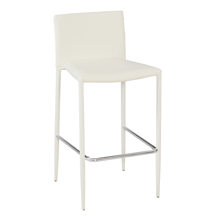 Taburete ANNA, apilable, similpiel blanco